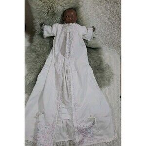 Vintage Grace S. Putnam Black Infant Bisque Head Christening Gown Baby Doll